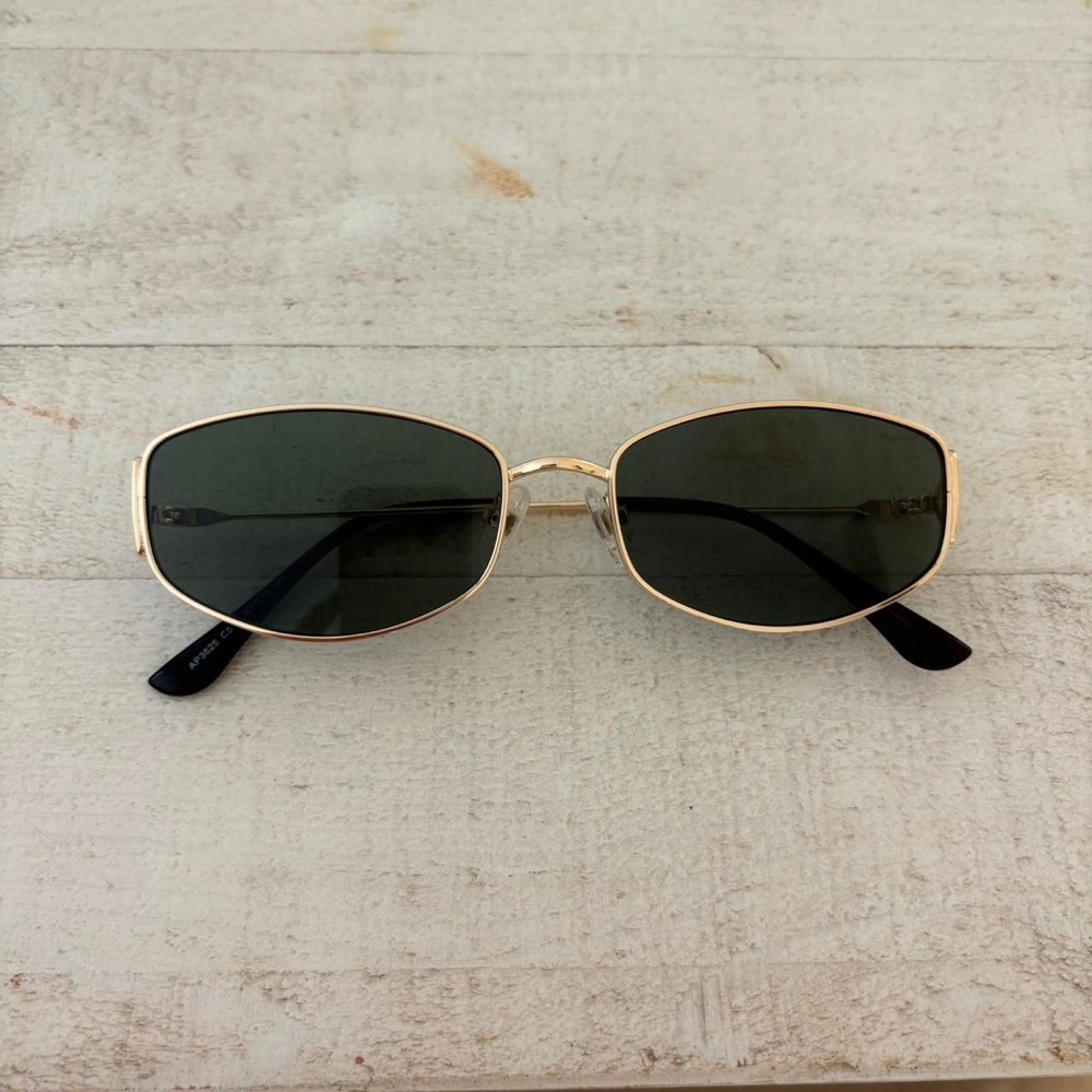 Women's Gold Frame Black Lens Sunglasses